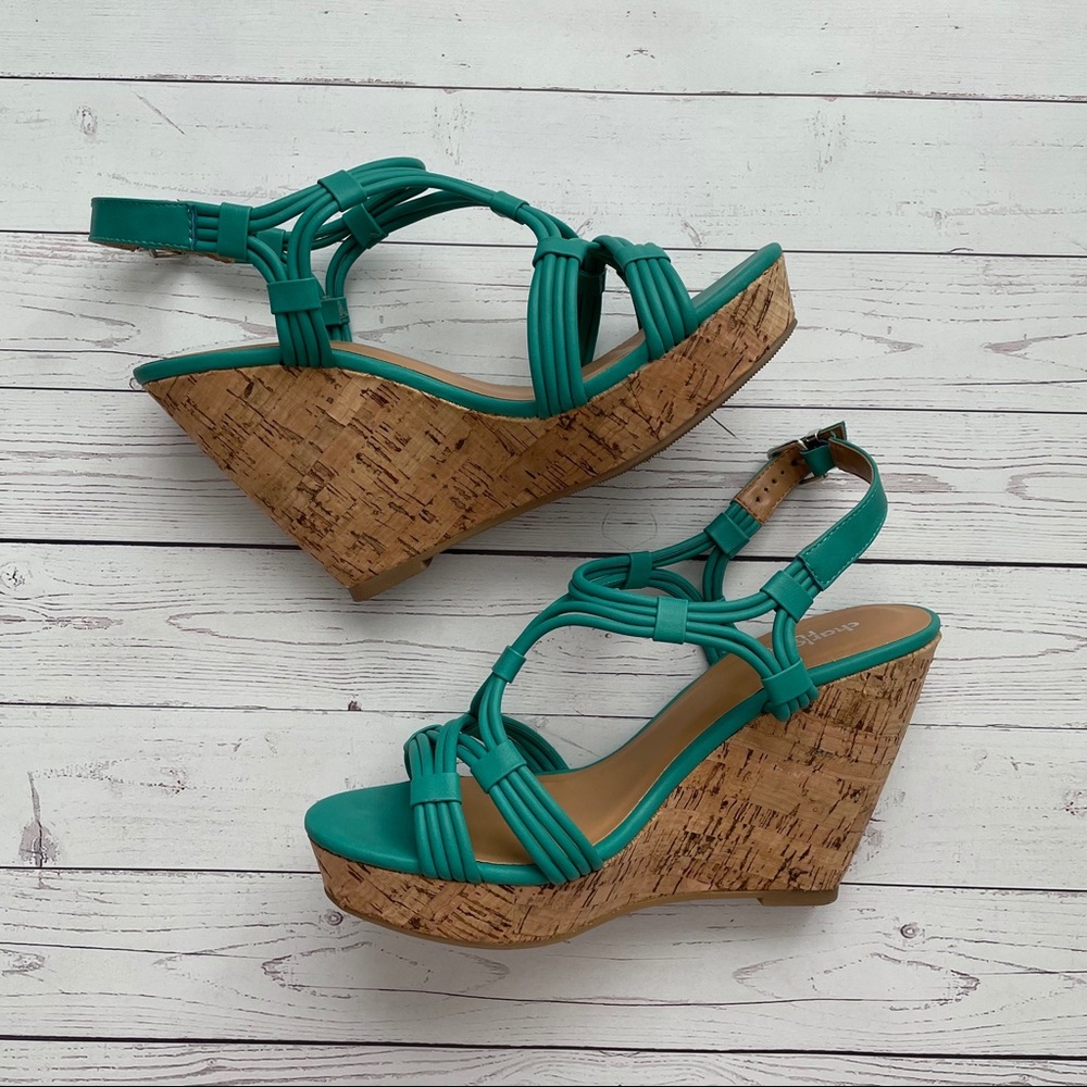 Charlotte Russe Teal wedge shoes